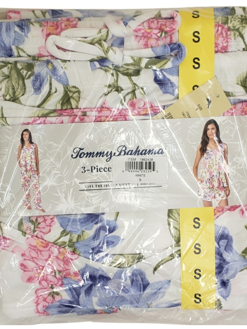 Tommy Bahama Pajama Set Women White (Lily Cluster) 3-piece NWT